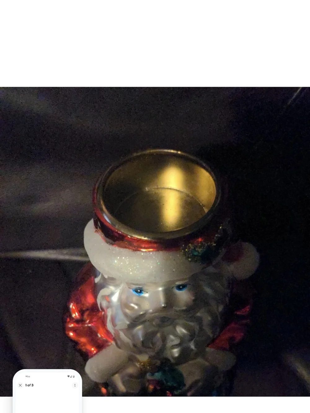 Santa Claus Candle Holder Tea Light Christmas Tree Present Mercury Glass Glitter